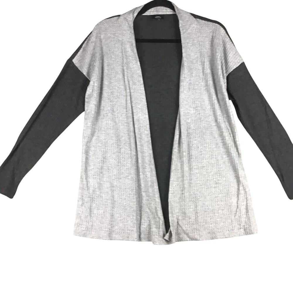 Bobeau Women’s Gray Charcoal Colorblock Waffle Knit Cardigan Size M NWOT